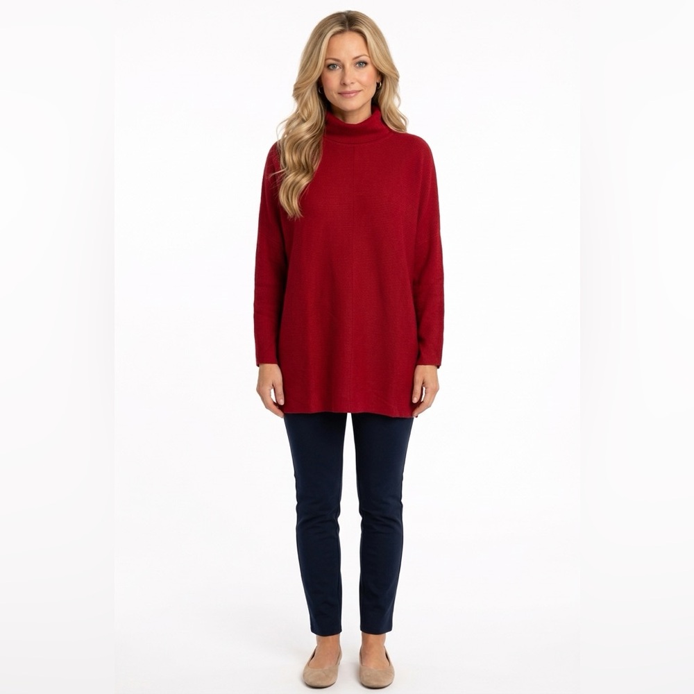 Burgundy Comfy oversized turtleneck tunic sweater by Davi & Dani
